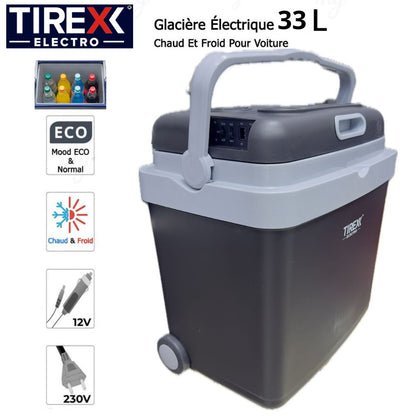 Glacière Tirex pour Camping avec roues 60W – 33 Litres GLS200